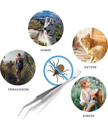 MNT10 Stainless Steel Tee Pliers - 2-in-1 Splinter & Tick Tweezers + Hooks for People & Dogs | Practical Metal Case & Free ID Card - Buy Online on GoSupps.com