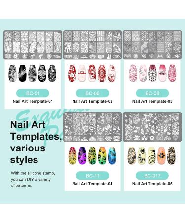 Buy X&D Nail Art Stamper - Clear Jelly Silicone Stamping Kit with Acrylic Scraper & 5 Art Plates | International Shipping Available - Buy Online on GoSupps.com