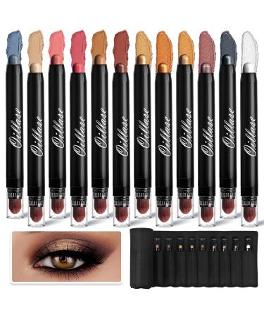 12 PCS Eyeshadow Stick Sets with Smudge Proof Eyeshadow Primer Base, Waterproof Glitter Eyeshadow Pen with Soft Brush, Cream Eye Shadow Stick Makeup, Shimmer and Matte Eyeshadow Pencil Crayon COLOR 1 - Buy Online on GoSupps.com