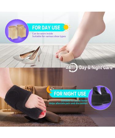 Bunion Corrector Toe Straightener 2 x Bunion Splint + 2 x Big Toe Straighteners Day & Night Kit Bunion Pain Relief Toe Separators Kit to Relax Spread and Pain Relief for Women Men Adjustable Size - Buy Online on GoSupps.com
