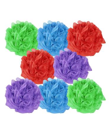 8 Pack Assorted Multicoloured Heavy XL 75g Body Puff Pouf Bath Shower Exfoliator Sponge Balls.