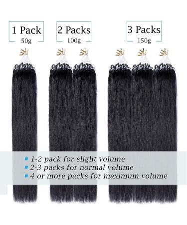 22 inches SEGO Micro Loop Human Hair Extensions 100 Strands #1 Jet Black 100% Real Remy Invisible Straight Micro Rings Beads (50g) - Buy Online on GoSupps.com