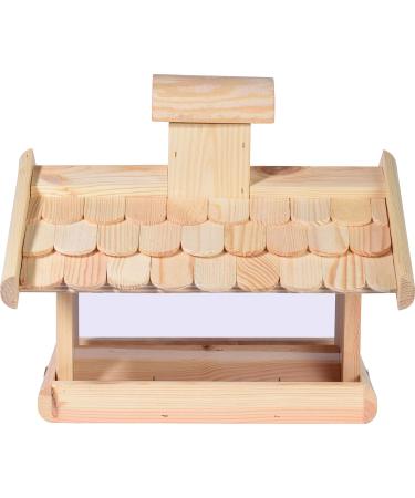 Dobar 21277E Large Bird Feeder Solid Wood Bird House with Shingle Roof Premium Bird Feeding Station for Container Montage 38x38x30 cm - Buy Online on GoSupps.com