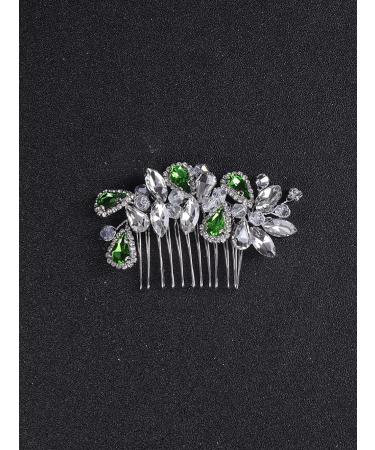 Deniferymakeup Bridal Hair Comb Rhinestone Teardrop Hair Comb Bridal Hair Accessory Crystal Gift for Her Party Headpiece (Silver Green) - Buy Online on GoSupps.com