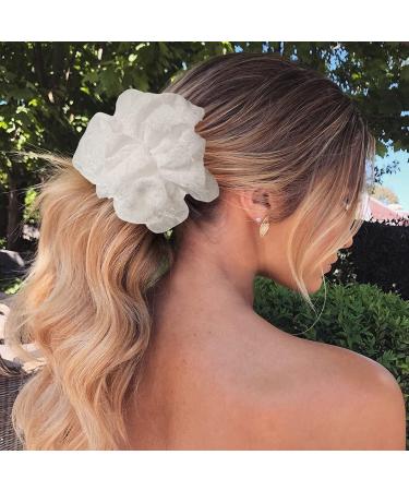 YOHAMA 6.3 Inch Oversized White Scrunchies - Big Hair Scrunchie for Girls - Elastic Hair Ties - Thick Hair Wrap - Ponytail Holder - Bun Decoration (1 pc) - Buy Online on GoSupps.com