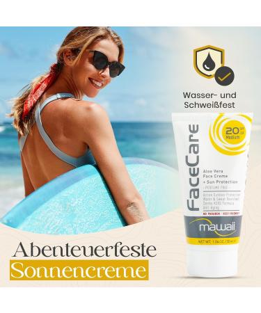 Mawaii Sunscreen Sports & Surf Face Cream SPF 20 - 30ml | Aloe Vera Waterproof Sun Protection for Outdoor & Water Sports | Anti-Aging Formula - Buy Online on GoSupps.com