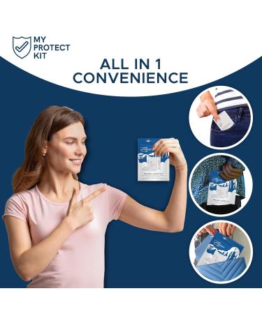 TSA Approved Travel Essentials Kit for Men & Women - Hygiene Set with Lotion Deodorant Shampoo Toothbrush & Toothpaste Tablets | My Protect Kit - Buy Online on GoSupps.com
