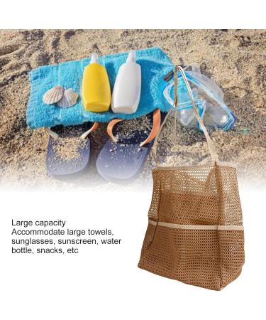 Zerodis Mesh Handbag for Women - Durable Foldable Nylon Beach Bag with Pockets - Perfect for Picnics | Khaki - Buy Online on GoSupps.com