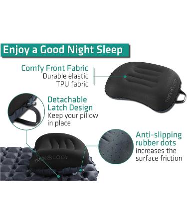 Trekkology Aluft 2.0 Inflatable Camping Travel Pillow - Ultralight, Compressible, Comfortable, Ergonomic Neck & Lumbar Support for Camping, Hiking, Backpacking - Black - Buy Online on GoSupps.com