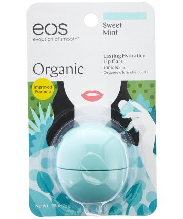 EOS Sweet Mint Organic Lip Balm Sphere 0.25oz - Hydrating & Natural Lip Care - Buy Online on GoSupps.com