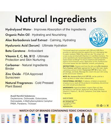 BIO JOUVANCE PARIS - 4 In 1 Sunscreen SPF 50 4oz / 120ml - Hydrating Sunblock Lotion for Face and Body | Made in France - Buy Online on GoSupps.com