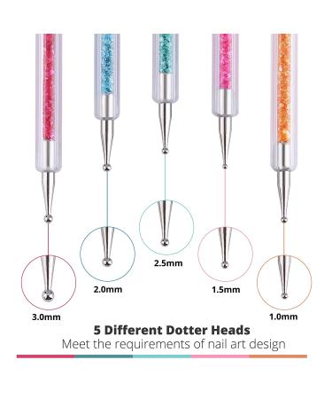 Cizoackle Nail Art Brushes - Double-Ended Dotting Tool Kit - Professional Liner Set with Shiny Handles - 5 Pcs - Buy Online on GoSupps.com