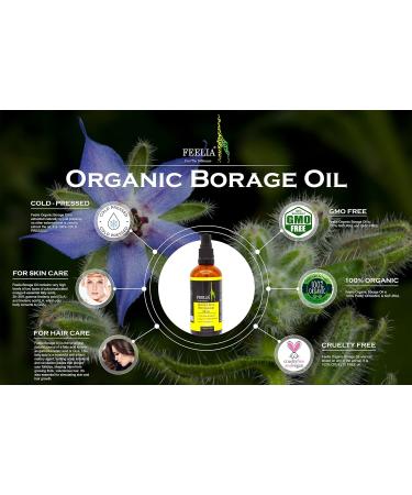 Feelia Organic Borage Oil - Cold Pressed, Rich in Omega 6 - 100ml - Buy Online on GoSupps.com