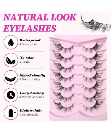 AddFavor Cat Eye Lashes - 7 Pairs Natural Wispy False Eyelashes with Clear Lash Band | 3D Winged End Elongated Strip Lashes Style F - International Shipping Available - Buy Online on GoSupps.com