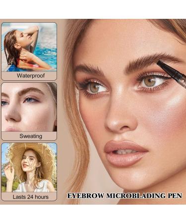 2-in-1 4 Tips Eyebrow Pencil Waterproof 3D Microblading Eyebrow Pencil Contour Pen Natural Durable Microblading Eyebrow Pencil (Gray) - Buy Online on GoSupps.com