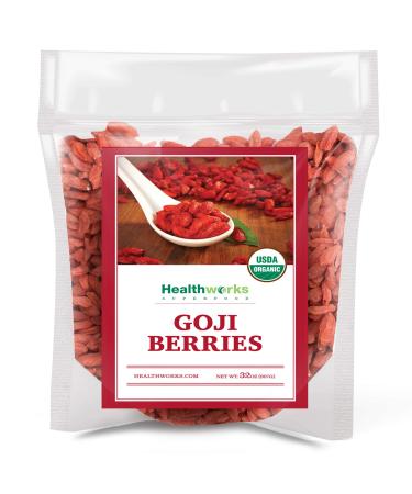 Healthworks Raw Goji Berries (32 Ounces / 2 Pound) | Certified Organic & Sun-Dried | Keto, Vegan & Non-GMO | Baking, Teas & Smoothies | Antioxidant Superfood Goji Berries 2 Pound (Pack of 1)