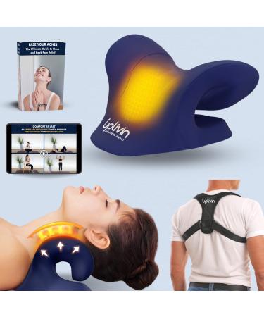 Neck Stretcher With Heat Therapy | Neck Stretcher Cervical Traction device with Bonus Posture Corrector, Ebook & Video Guide | Heated Neck Pillow for Neck and Shoulder Pain Relief, Mobility,Confidence