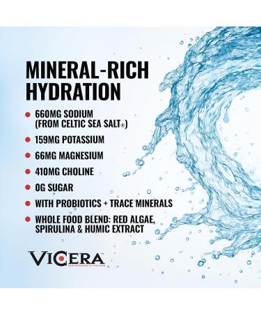 ViCera Electrolyte Capsules Hydration Supplements with Celtic Sea Salt Magnesium Calcium Choline Potassium Probiotics and Trace Minerals Gluten Free Electrolytes Non GMO 30 Servings - Buy Online on GoSupps.com