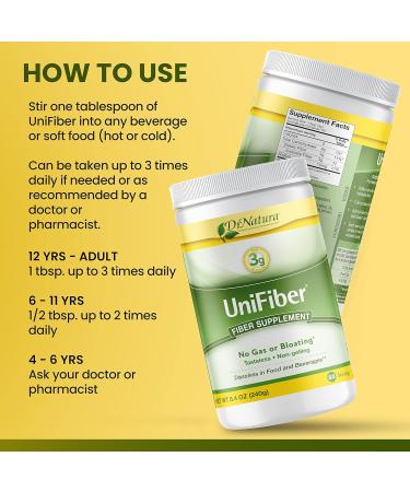 Dr. Natura Unifiber Natural Fiber Supplement 8.4-Ounce. (Pack of 3) 8.4 Ounce (Pack of 3) - Buy Online on GoSupps.com