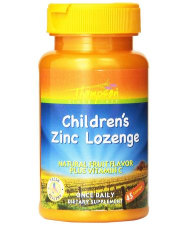 Thompson Children's Zinc Lozenges with Natural Fruit Flavor Plus Vitamin C 5 Mg 45Lozenges (Pack of 3)