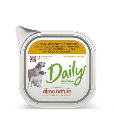 Almo Nature Daily Menu Grain Free Dog Paté with Chicken/Ham and Cheese, 100 g, Pack of 32