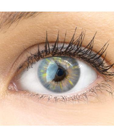 Glamlens Sevilla Gray Gray + container |Very strongly covering natural gray contact lenses colored |Colored silicone hydrogel |1 pair (2 pieces) |Dia 14.50 |Without starch