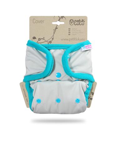 Petit Lulu One Size Overpants (5-16 kg) for Cloth Diapers Snap Fasteners (Gray (turquoise))
