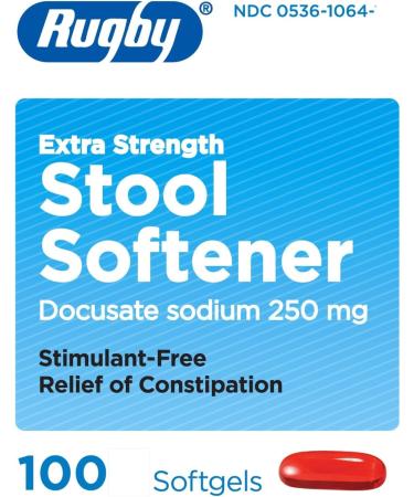 Docusate Sodium Extra Strenght 250 mg 600 Softgels for Gentle Reliable Relief from Occasional Constipation 100 Softgels per Bottle Pack of 6 Bottles - Buy Online on GoSupps.com