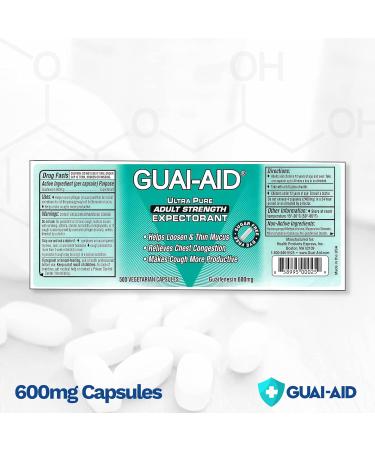 GUAI-AID 600mg Ultra-Pure Guaifenesin Veg. Capsules - Mucus Relief (100 Size Bottle) - Buy Online on GoSupps.com