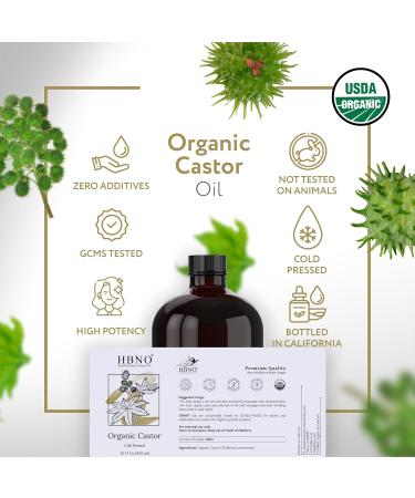 HBNO Organic Castor Oil - 32 oz (960ml) Value Size - Ideal for Shampoos Conditioners Mouth Washes Face wash Lotions and Skin Care Products (Glass Bottle) - Buy Online on GoSupps.com
