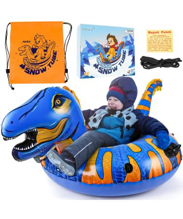 Aoskie Dinosaur Snow Tube Inflatable Snow Sled with Handles, Heavy Duty Snow Tube for Outdoor Sledding, Winter Snow Tube for Kids and Adults, Make of Double-Layers Bottom