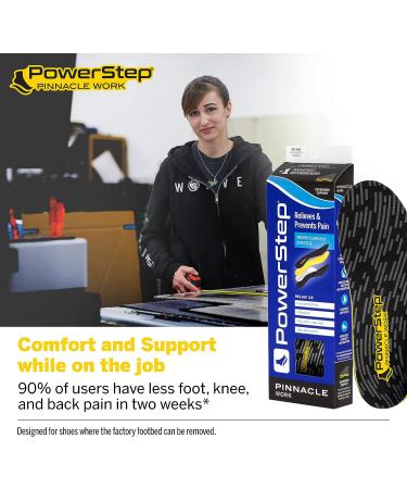 Powerstep Pinnacle Work Arch Support Insoles - Black/Yellow - Men's 4-4.5 / Women's 6-6.5 - Buy Online on GoSupps.com