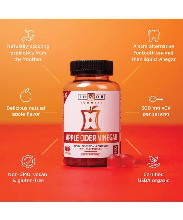 Zhou Nutrition Apple Cider Vinegar Gummies - Harvest Apple Flavor, 60 Vegan Gummies - Buy Online on GoSupps.com