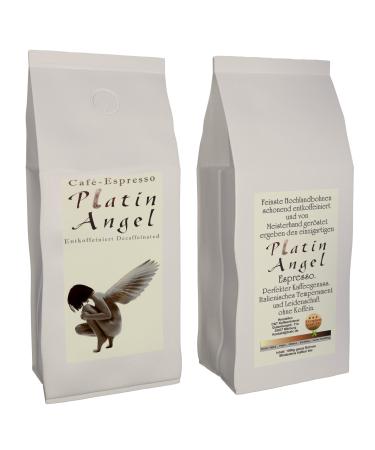 C&T "Platin Angel" Decaffeinated Espresso | 1000g Decaffeinated Coffee Beans | Decaffeinated Arabica Coffee + Spicy + Fruity + Low Acidity + Decaffeinated