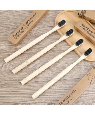 Eco-Friendly Bamboo Toothbrush Set - 4 Soft Bristles Biodegradable & Travel-Friendly Natural Toothbrushes for Adults & Families - Buy Online on GoSupps.com