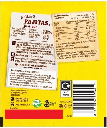 Old El Paso Mexican Smoky BBQ Fajita Seasoning Mix 35g - Authentic Flavor, Easy to Use - Pack of 1 - Buy Online on GoSupps.com