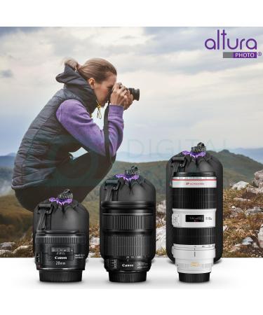 Altura Photo Neoprene Pouch Set for DSLR Camera Lens (3 Pack) - Canon Nikon Pentax Sony Tamron Sigma Olympus Panasonic Fuji - Small, Medium, Large - Buy Online on GoSupps.com