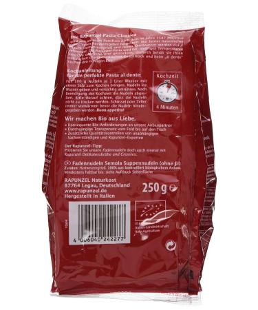 Buy Organic Rapunzel Vermicelli Soup Noodles (250g) - Premium Semolina for Delicious Soups - International Shipping Available - Buy Online on GoSupps.com