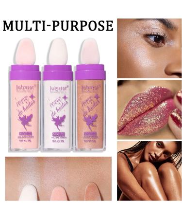Glitter Highlighter Stick Patting Powder for Three-Dimensional Face Makeup - White - Buy Online on GoSupps.com