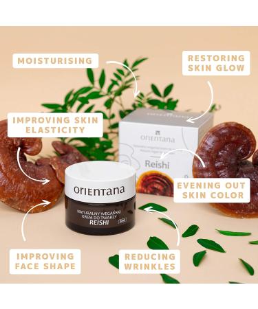Orientana Reishi Day Cream - Vegan Anti-Aging Moisturizer for Mature Skin | 98% Natural Organic Facial Care | Reduces Folds & Pigment Spots - 50ml - Buy Online on GoSupps.com