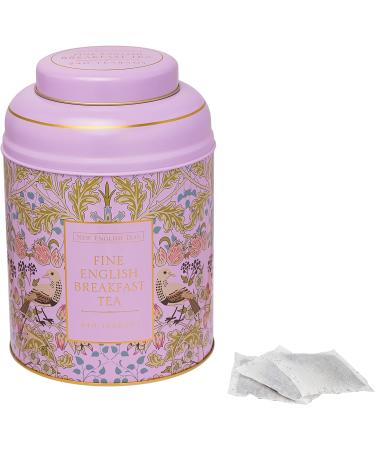New English Teas Song Thrush & Berries Tea Caddy - 240 English Breakfast Teabags | Pink Design - Buy Online on GoSupps.com