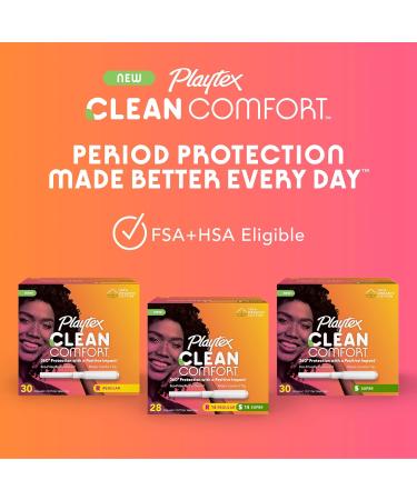 Playtex Clean Comfort Organic Cotton Tampons - Regular Absorbency Fragrance-Free 30ct | Eco-Friendly Feminine Care - Buy Online on GoSupps.com