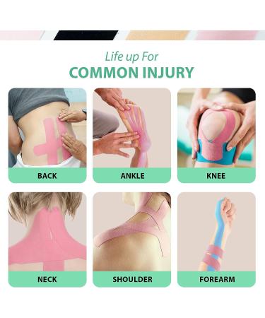 Haruto Life UP Extra Sensitive Kinesiology Tape for Daily Use Dermatologically Tested Latex Free for Ultra Sensitive Skin Injury Pregnant Women Office Worker Children (Pre-Cut Pink) Pink Precut Type - Buy Online on GoSupps.com