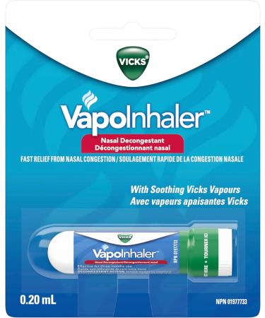 Vicks Vapoinhaler Nasal Decongestant with Soothing Vapors for Temporary Relief due to a Cold Menthol Scent 1 Pack 0.2 mL Pack of 1 - Buy Online on GoSupps.com