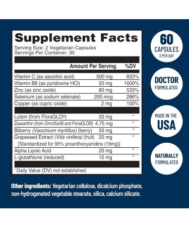 AREDS 2 Eye Vitamins - VisiVite Vitamins for Eye Health Without Vitamin E - Eye Vitamins for Seniors - Lutein and Zeaxanthin Supplements - 60 Capsules - Buy Online on GoSupps.com