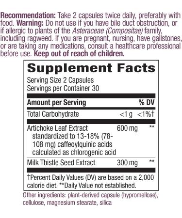 Nature's Way Artichoke 60 Vegan Capsules - Supports Digestive Health & Liver Function - Buy Online on GoSupps.com