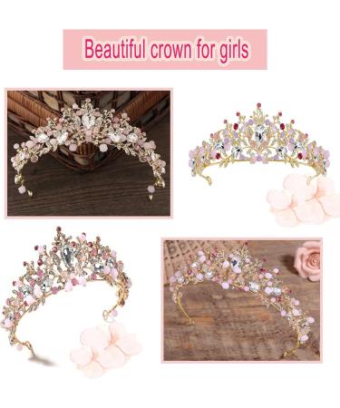 Bogoro Qazuwa Krone Tiara - Elegant Wedding Crown with Crystals | Princess Tiara for Brides & Cosplay | Ros gold Party Gift - Buy Online on GoSupps.com
