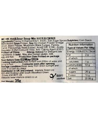 McCormick Hong Kong Hot & Sour Soup Seasoning Mix 35g Packs of 2 by Food Sanctuary - Buy Online on GoSupps.com