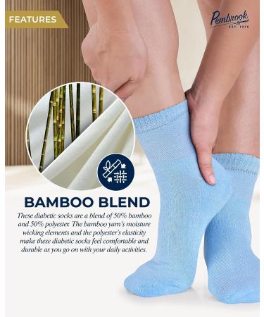 Bamboo Diabetic Socks - 6 Pairs Ankle Length for Men & Women | Large Bright Colors | Comfortable Diabetes Socks - Buy Online on GoSupps.com
