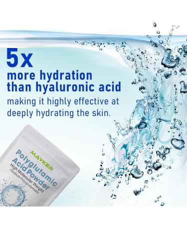 MAYKER Pure Polyglutamic Acid Powder 0.70 OZ High Molecular Weight | Cosmetic Humectant for DIY Hydrating Serums | Water Soluble Smooth Moisture Locking Ingredient - Buy Online on GoSupps.com